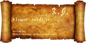 Kluger Jolán névjegykártya